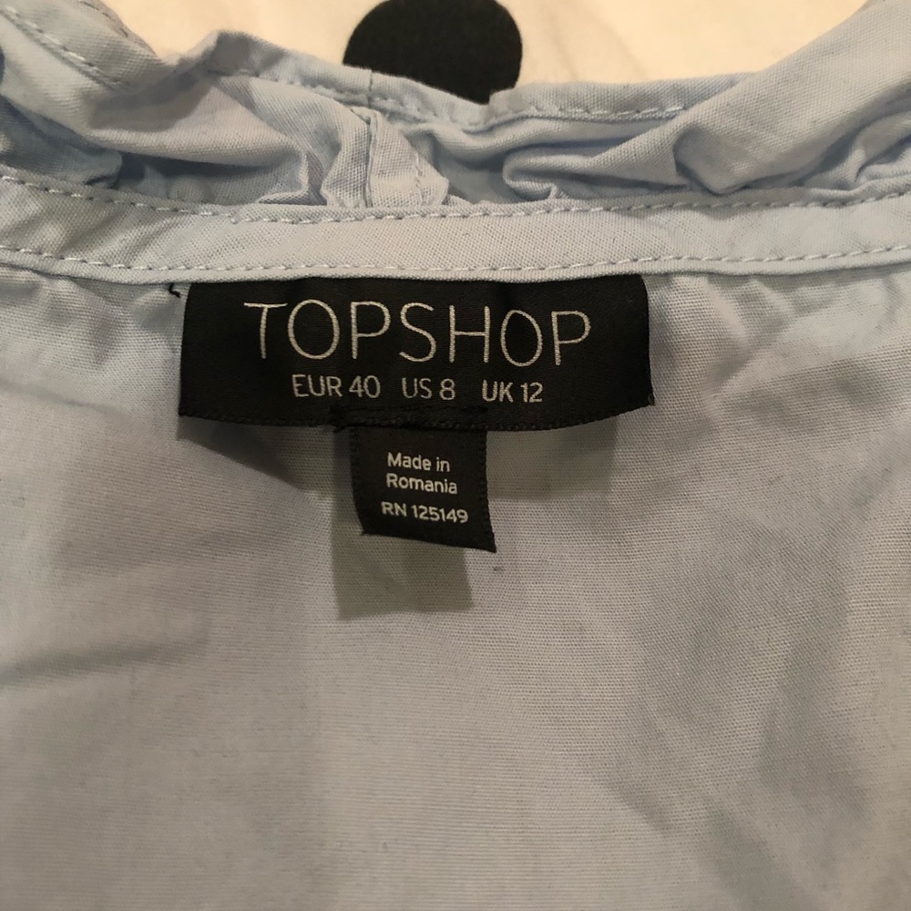 Light Blue Cold Shoulder Ruffle Top - Picture 8 of 8